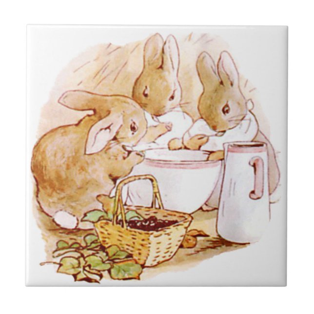Azulejo Cute Beatrix Potter, Conejitos, Personalizado (Frente)
