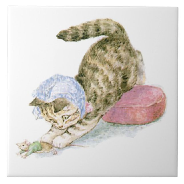 Azulejo Cute Beatrix Potter Miss Moppet Mouse (Frente)