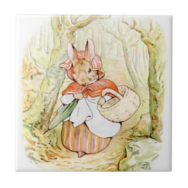 Azulejo Cute Beatrix Potter, Sra. Rabbit, Personalizado Ti (Frente)