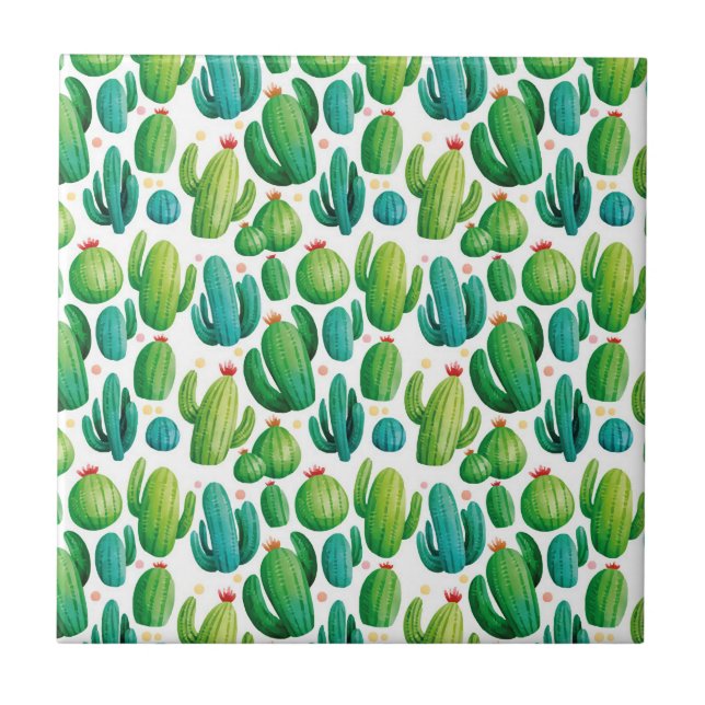 Azulejo Cute Cactus Seamless Pattern (Frente)