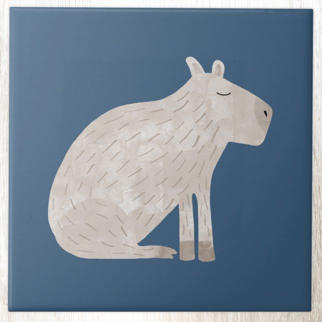 Azulejo Cute Capybara  (Fun capybara ceramic tile for animal lovers)