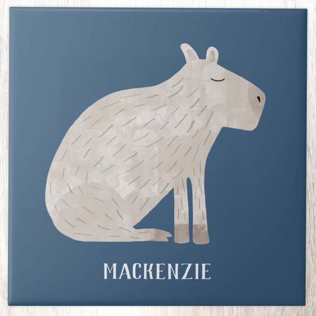 Azulejo Cute Capybara Personalized Name (Fun capybara personalized custom name ceramic tile for animal lovers)