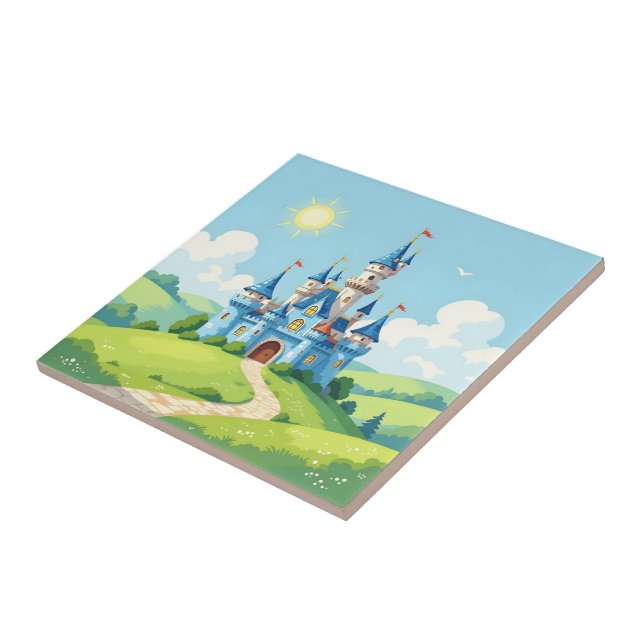 Azulejo Cute castillo azul y blanco (Lado)
