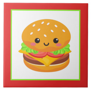 Azulejo Cute cheeseburger artesanía del hogar