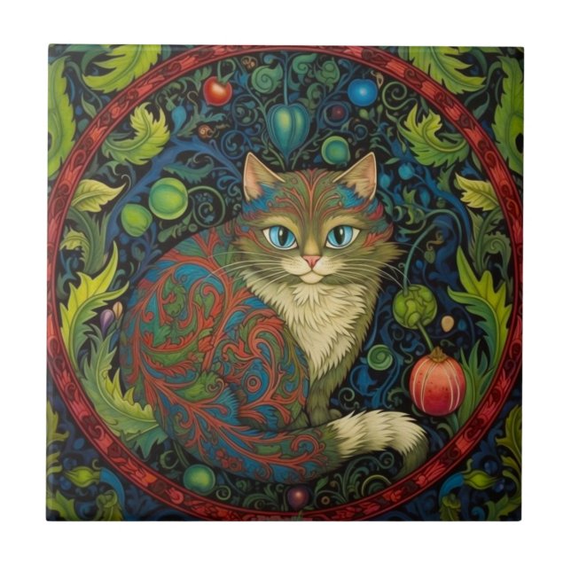 Azulejo Cute Cheshire Estilo de arte de gatos (Frente)