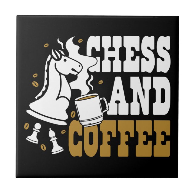 Azulejo Cute Chess and Coffee Chess Lover Knight Art (Frente)