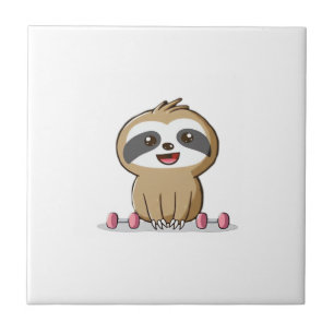 Azulejo Cute Chibi Perezoso Entrenamiento � Animal Diverti