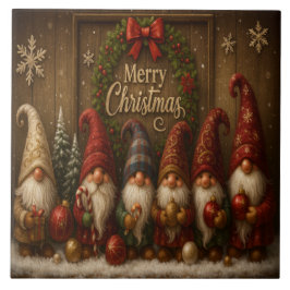 Azulejo Cute Christmas Gnomes Merry