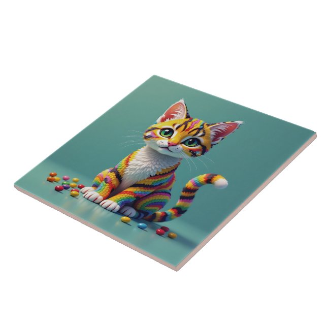 Azulejo Cute Colorful Margay Candy Cat (Lado)