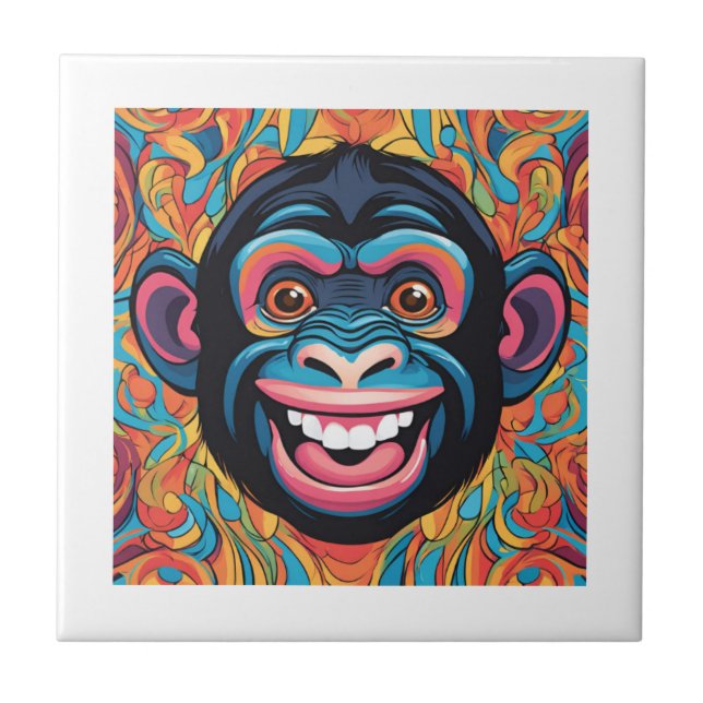 Azulejo Cute Crazy Funny Chimpanzee (Frente)