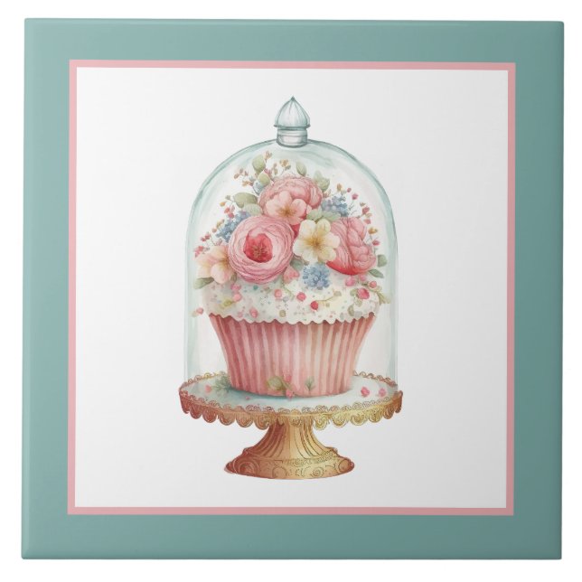 Azulejo Cute Cupcake domo Panadería artesanía Casa de nego (Frente)