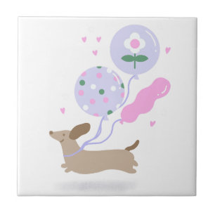Azulejo Cute Dachshund Weiner Perro Lover Fiesta Rosa