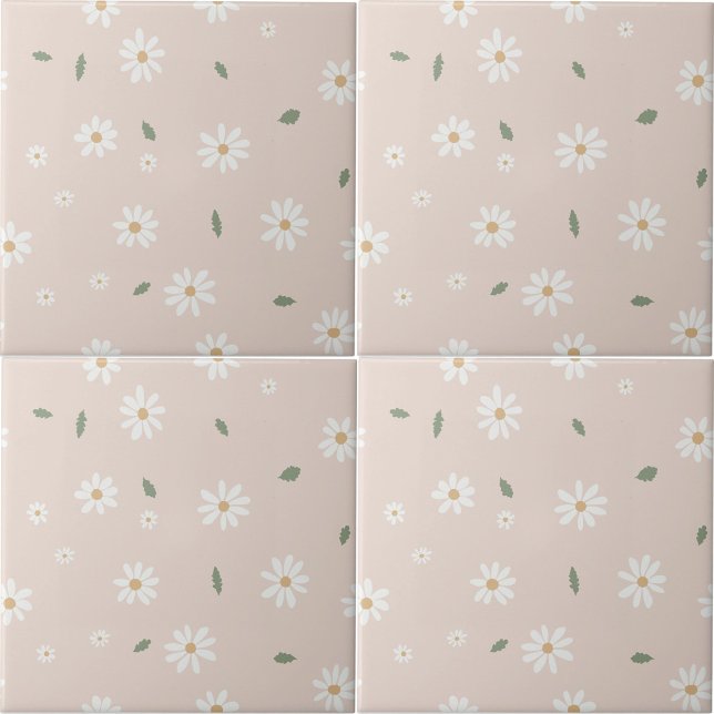 Azulejo Cute Daisy Floral Blossoms & Greenery Girl Nursery (Cute Daisy Floral Blossoms & Greenery Girl Nursery Ceramic Tile)