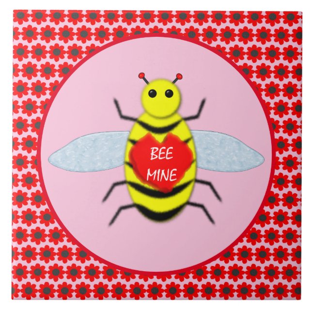 Azulejo Cute Día de San Valentín Bee (Frente)