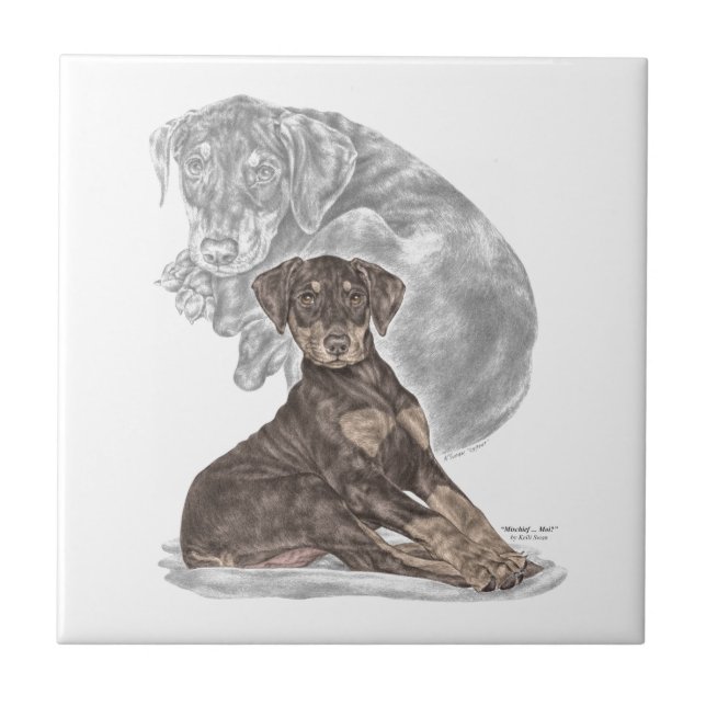 Azulejo Cute Doberman Pinscher Puppy (Frente)