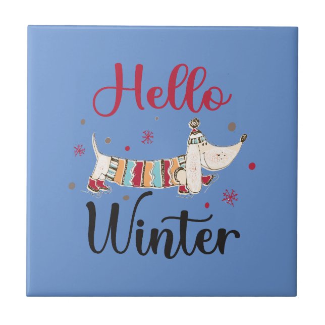 Azulejo Cute Dog Hello Winter (Frente)