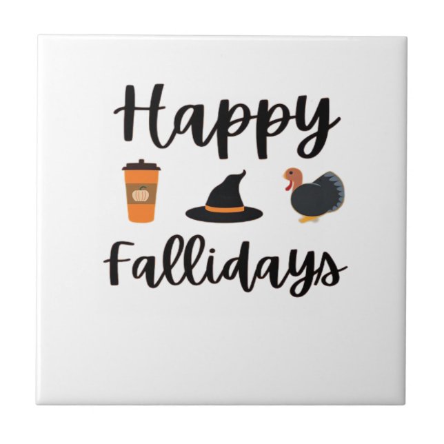 Azulejo Cute Fall season Happy Fallidays Thanksgiving Hall (Frente)