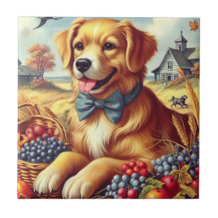 Azulejo Cute Farm Dog Pinting