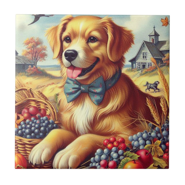 Azulejo Cute Farm Dog Pinting (Frente)