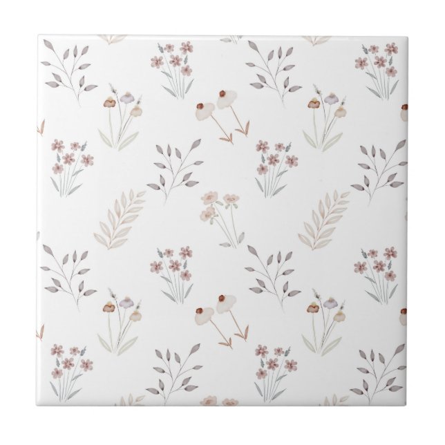 Azulejo Cute Floral Elegant Wildflowers Ceramic Tile (Frente)