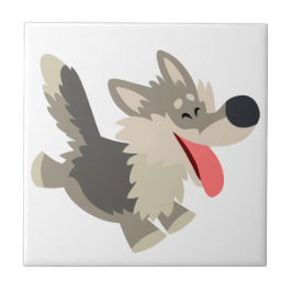 Azulejo Cute Frolicsome Personalizado Wolf Tile