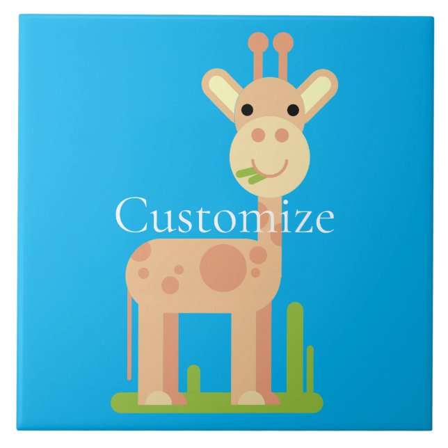 Azulejo Cute Giraffe Munching Thunder_Cove (Frente)