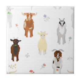 Azulejo Cute Goats Farm Animals Kids Seamless Pattern