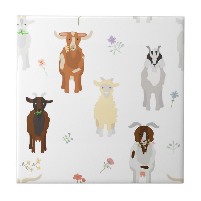 Azulejo Cute Goats Farm Animals Kids Seamless Pattern (Frente)