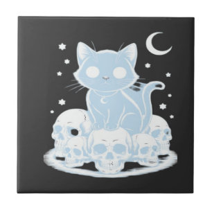 Azulejo Cute Halloween Kitten Cat Gothic Estética Esencial