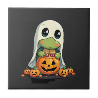 Azulejo Cute Halloween Turtle Ghost with Candy (5)