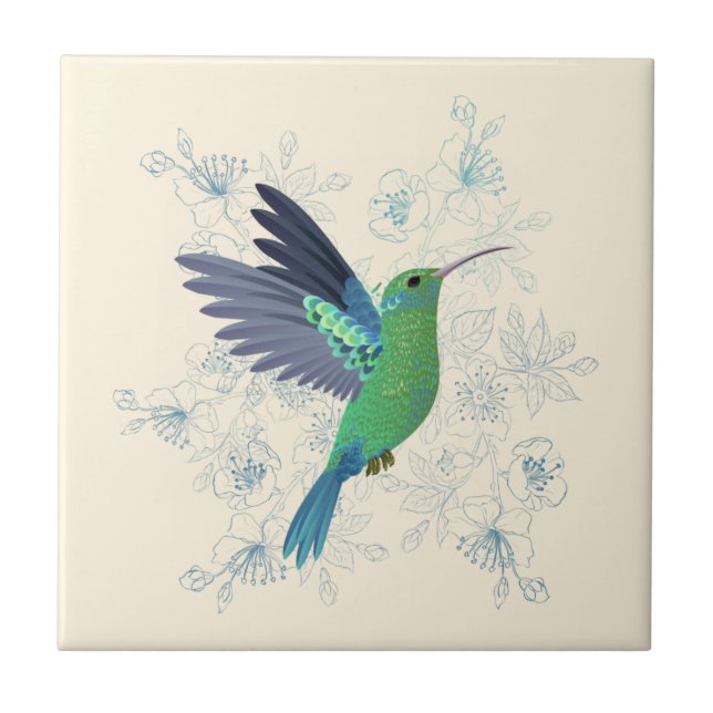Azulejo Cute Hummingbird Floral (Frente)