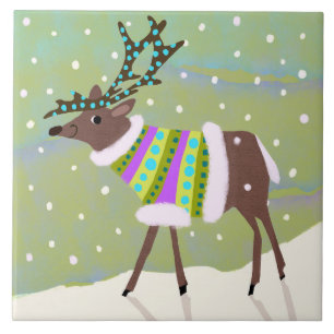 Azulejo Cute invierno Reindeer Cerámica Cocina Tile