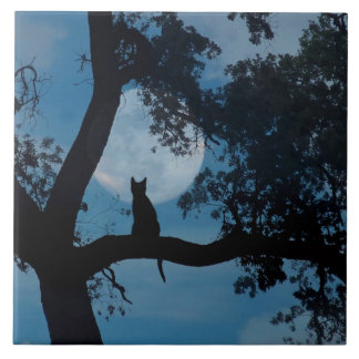 Azulejo Cute Kitty y Moon Art Tile