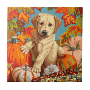Azulejo Cute Labrador Recuperador Puppy Otoño Cosecha de O