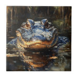 Azulejo Cute lagarto en la pintura de los Everglades de Fl<br><div class="desc">Un cuadro divertido de un coqueto lagarto disfrutando en los exuberantes Everglades de Florida. Rodeado por un frondoso follaje,  aguas tranquilas y vistas de la flora nativa,  este diseño capta el encanto caprichoso del paisaje pantanoso con un toque artístico.</div>