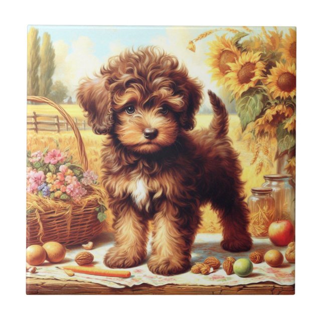 Azulejo Cute Lagotto Romagnolo Pintura (Frente)