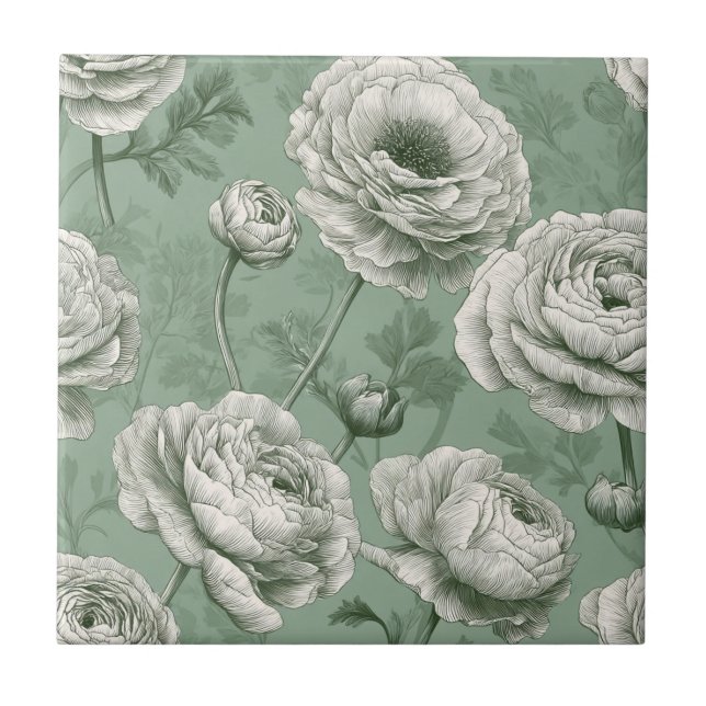 Azulejo Cute Mediterranean Ranunculus Tiles For Spa-Style (Frente)