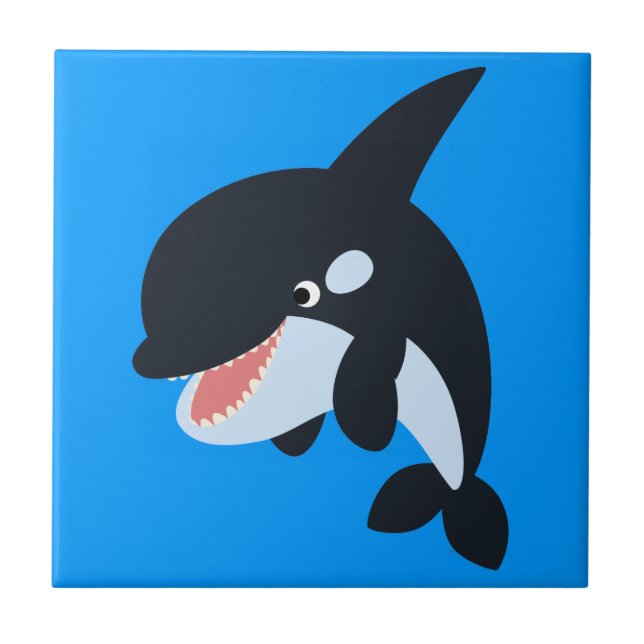 Azulejo Cute Merry Personalizado Killer Whale Tile (Frente)