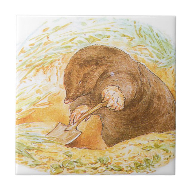 Azulejo Cute Mole (Arte Animal para Niños) (Beatrix Potter (Frente)