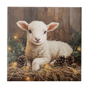 Azulejo Cute Navidades Lamb Rústica Pintura