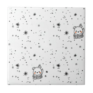 Azulejo Cute Oso Polar Copo de Nieve de Invierno