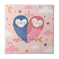 Cute Ows Ceramic Tile