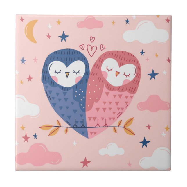Azulejo Cute Ows Ceramic Tile (Frente)