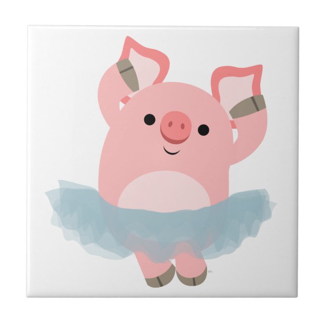 Azulejo Cute Personalizado Ballerina Pig Tile (Frente)