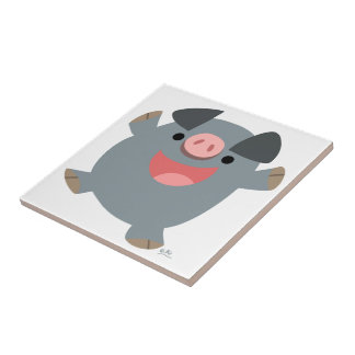 Azulejo Cute Personalizado Bouncy Pig Tile