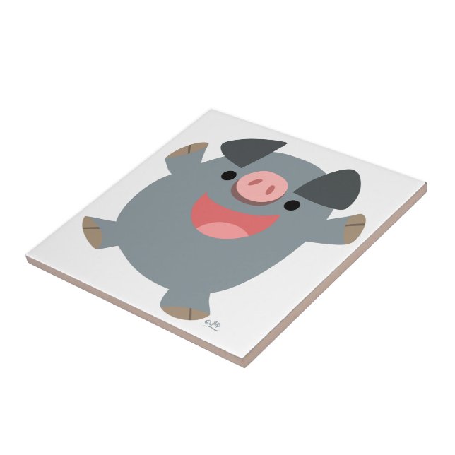 Azulejo Cute Personalizado Bouncy Pig Tile (Lado)