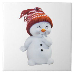 AZULEJO CUTE PLAYFUL SNOWMAN