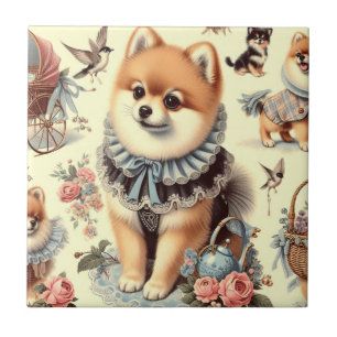 Azulejo Cute Pomeranian Painting