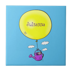 Azulejo Cute ratón en la lata de riego con personalizado d