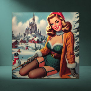 Azulejo Cute Retro Invierno Pin-up
